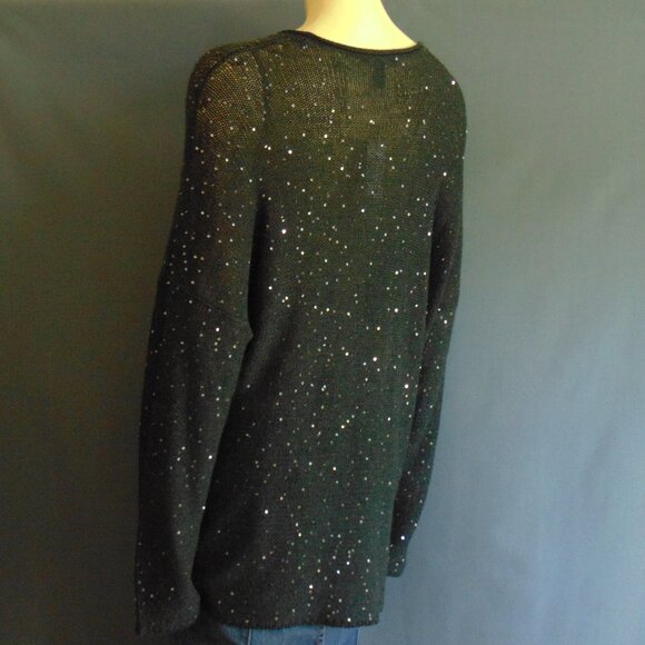 Eileen Fisher NWT Merino Wool Charcoal Gray Sequin Sweater 1X - Picture 9 of 12